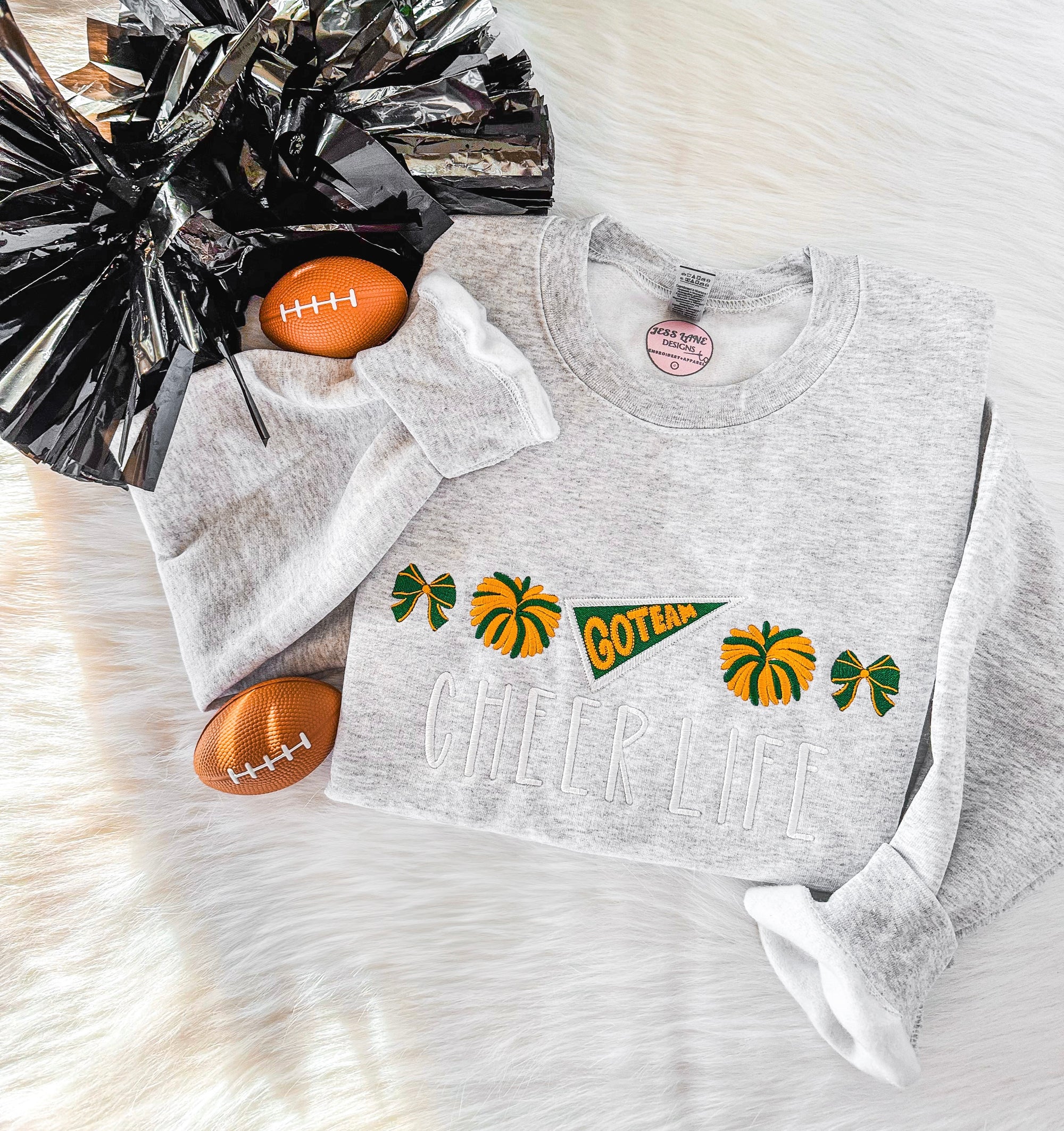 Cheer Life Embroidered Sweatshirt – Custom Cheerleader Icons Crewneck for Game Day