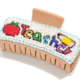 Seed Beaded “Teacher” Claw Hair Clip