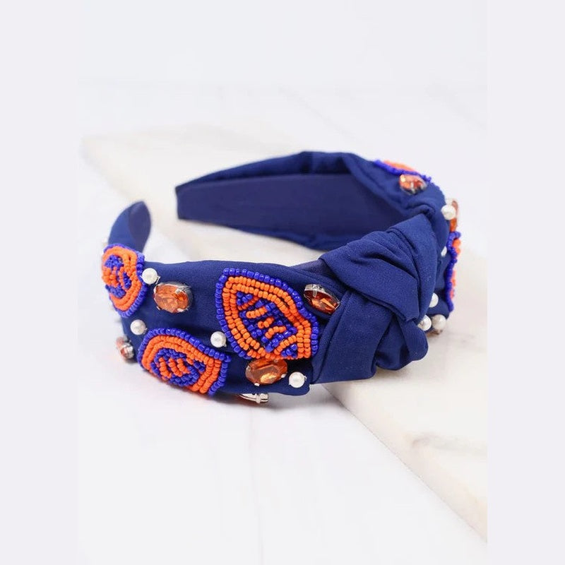 Orange & Blue Free Catch Football Headband