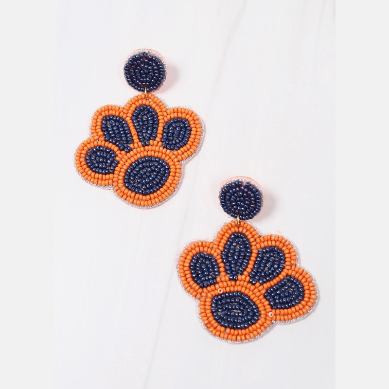 Orange & Blue Paw Print Earrings