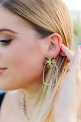 Gameday Sequin Sunburst Hoops: Black/Gold / Rectangle