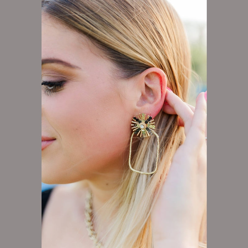 Gameday Sequin Sunburst Hoops: Purple/Gold / Rectangle