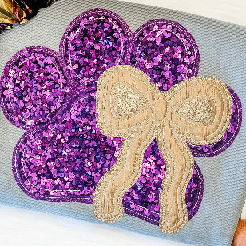 Sequin Paw Gildan Sweatshirt + Game Day Hat Bundle 