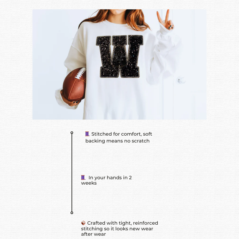Varsity Letter Gildan Sweatshirt + Sequin Sunburst Hoop Earrings Bundle