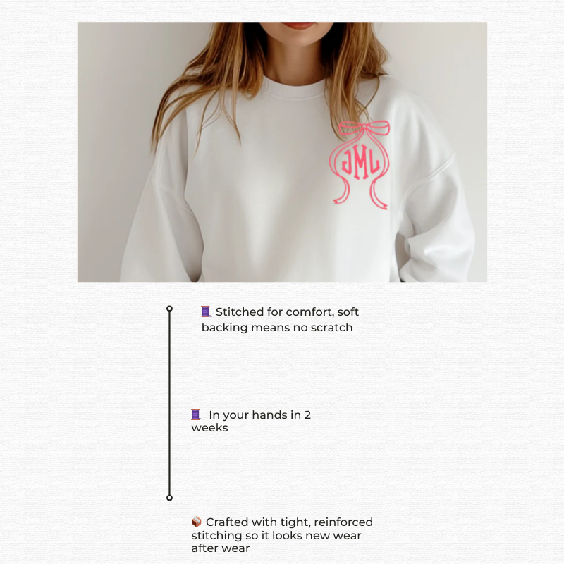 Tied Elegance Bow & Monogram Embroidered Sweatshirt!