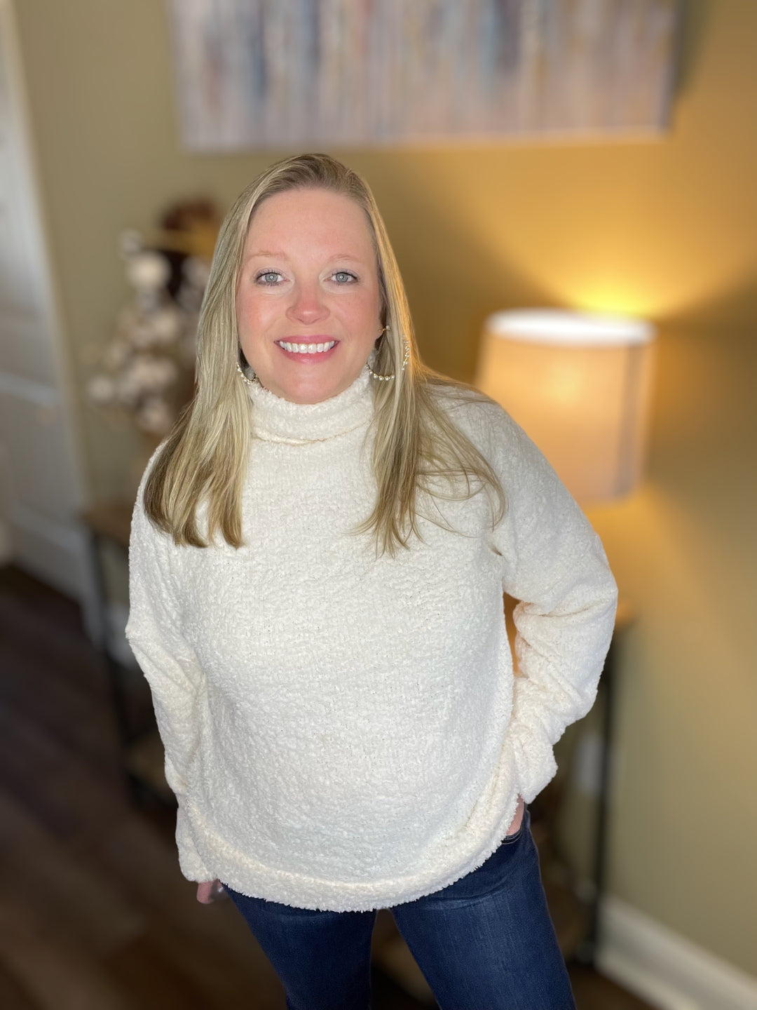 Fuzzy Sweater Top In Mocha, Pink, Cream, Black