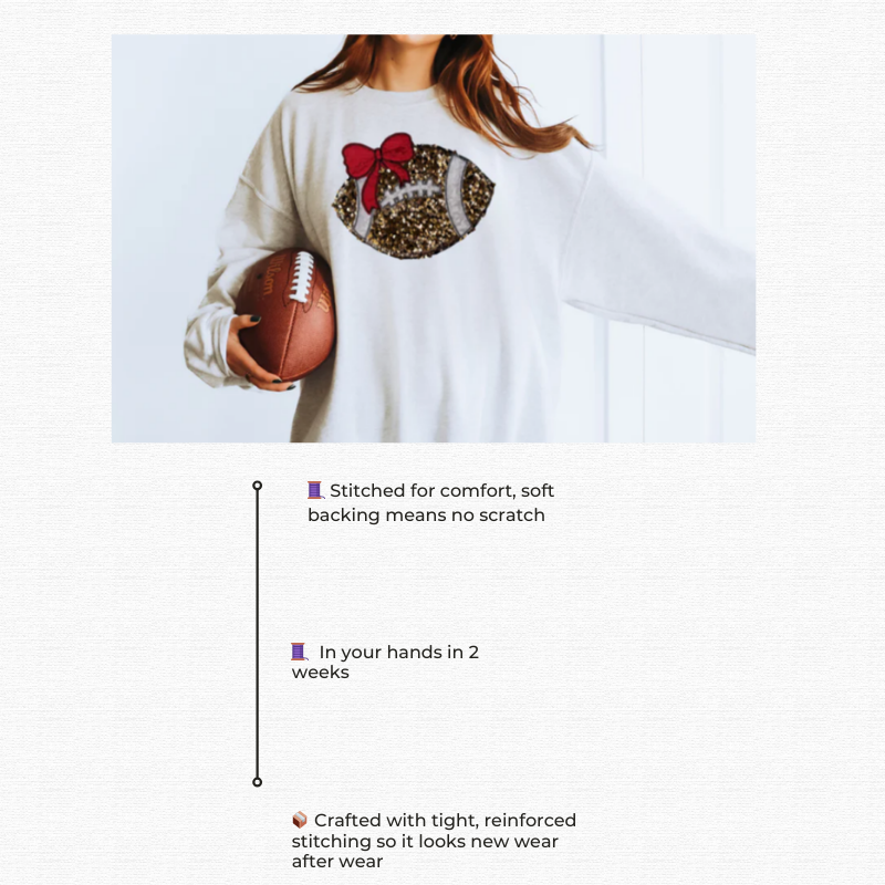 Gold Sequin Football Embroidered Sweatshirt 