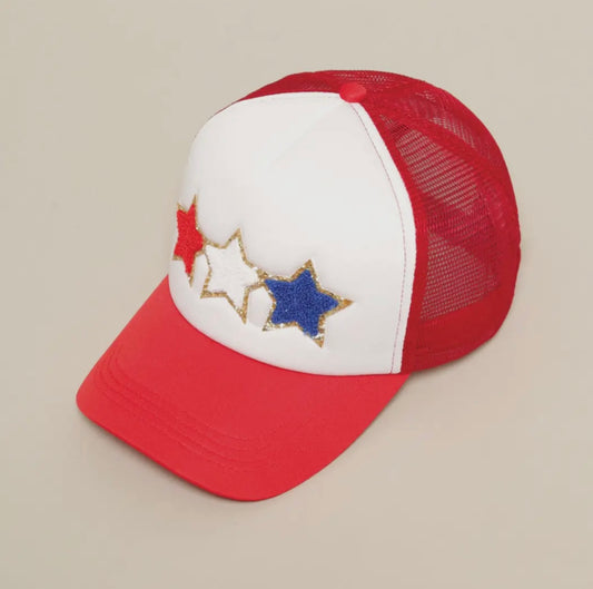 USA STAR GLITTER TRUCKER HAT