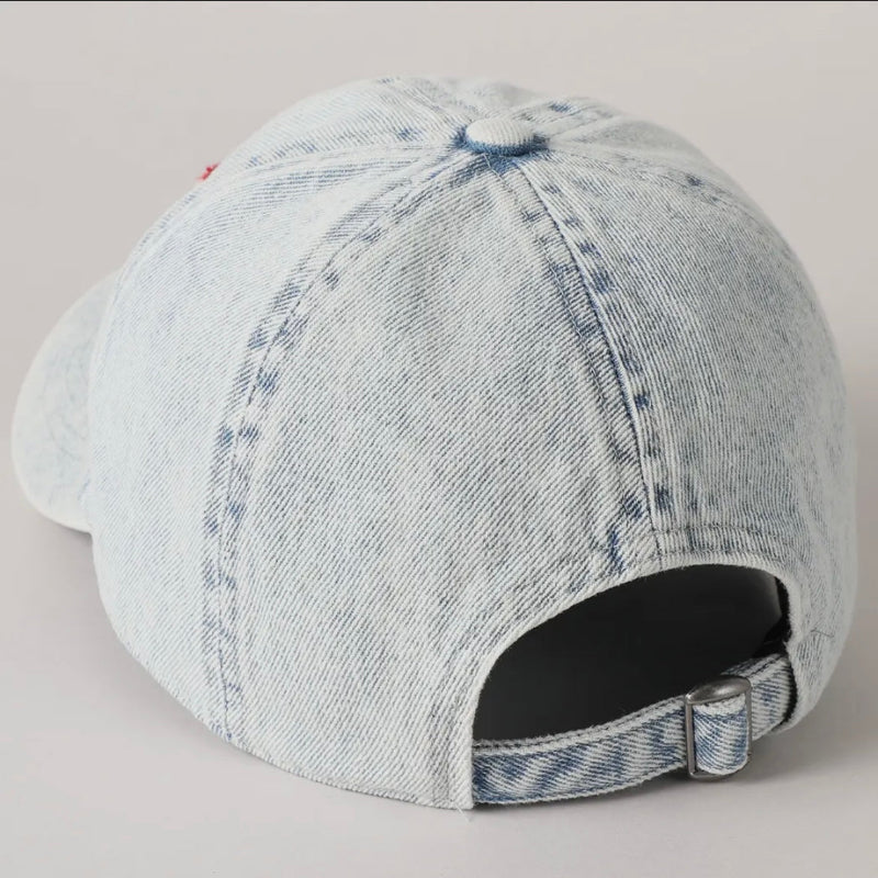 USA Chenille Patch Hat – Vintage Wash Denim Baseball Cap 