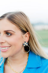 Gameday Sequin Sunburst Hoops: Black/Gold / Rectangle