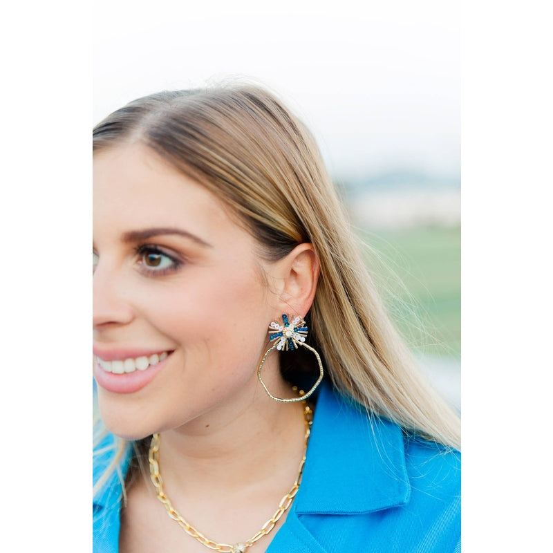 Gameday Sequin Sunburst Hoops: Orange/White / Rectangle 