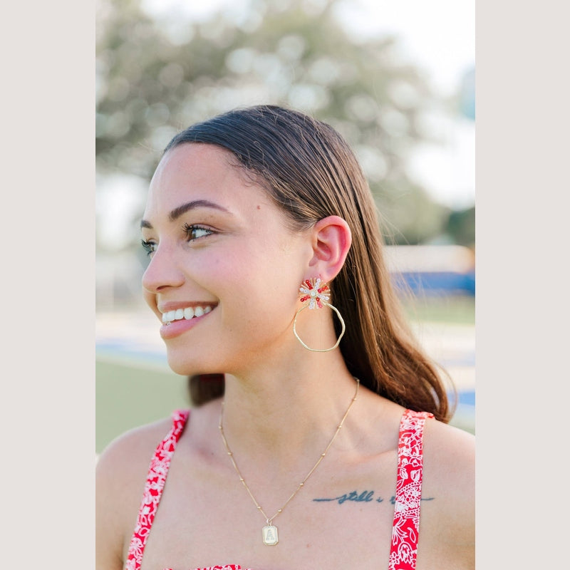 Gameday Sequin Sunburst Hoops: Black/Gold / Rectangle 