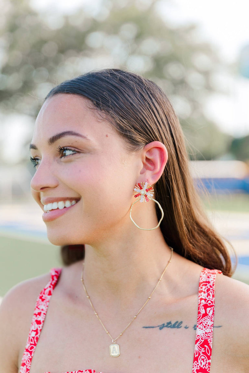 Gameday Sequin Sunburst Hoops: Black/Gold / Rectangle