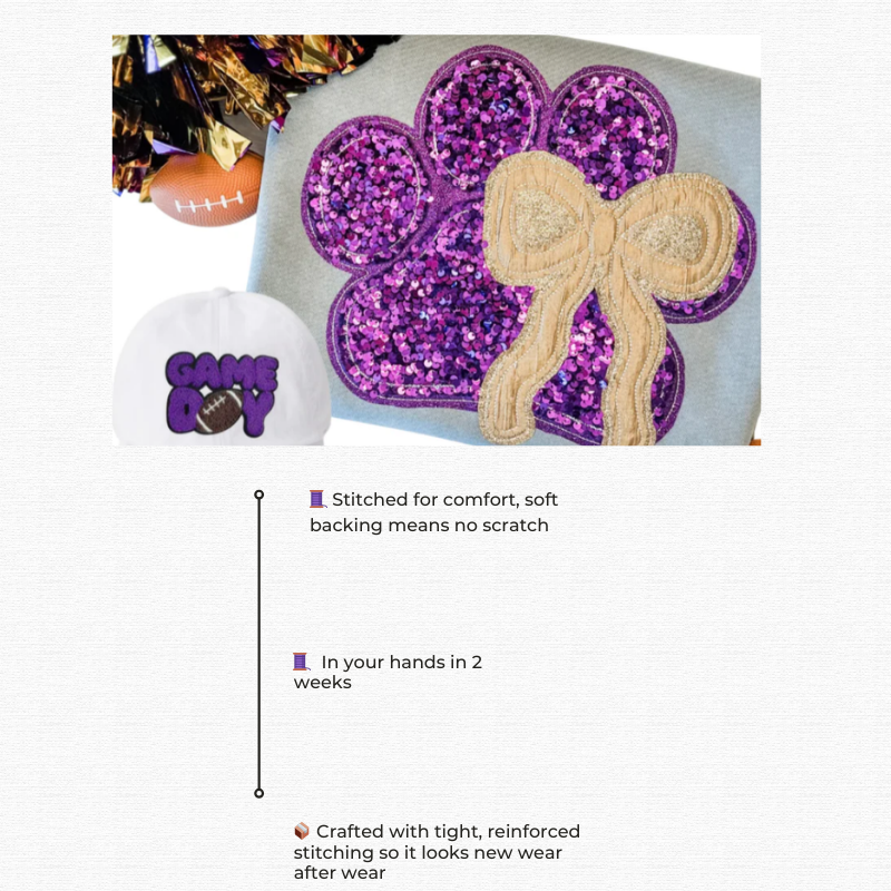 Purple Sequin Paw Embroidered Sweatshirt