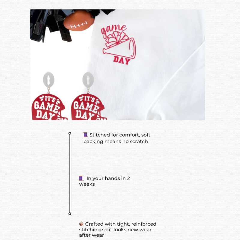 Gameday Megaphone Gildan Sweatshirt & Helmet Earring Bundle 