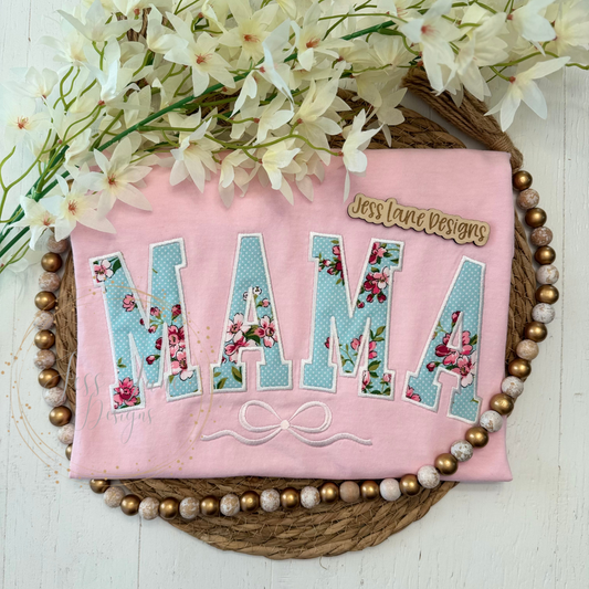 Pink Floral Mama Embroidered T-Shirt!