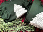Snow Leopard Christmas Tree Sweatshirt – Forest Green