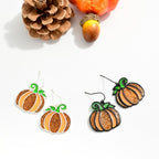 Stained Glass & Glitter Pumpkin Drop Earrings – Fall Statement Jewelry
