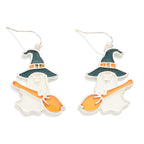 Stained Glass Witchy Ghost Drop Earrings – Halloween Statement Jewelry