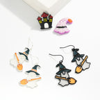Stained Glass Witchy Ghost Drop Earrings – Halloween Statement Jewelry