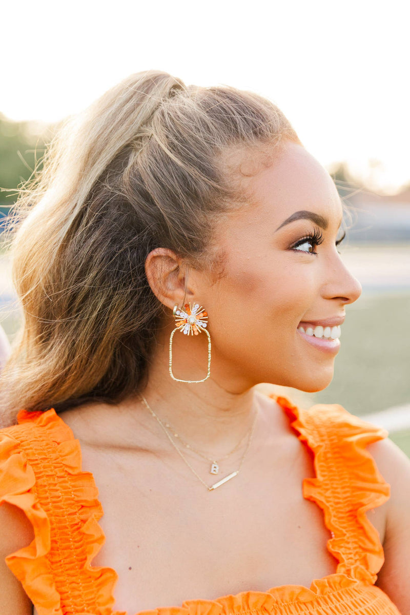 Gameday Sequin Sunburst Hoops: Black/Gold / Rectangle
