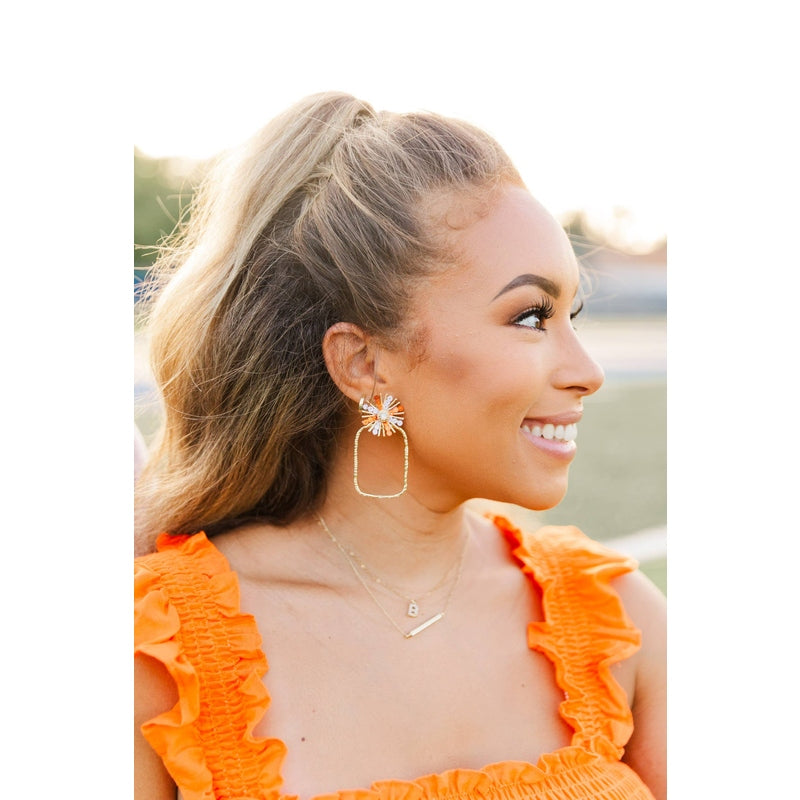 Gameday Sequin Sunburst Hoops: Purple/Gold / Rectangle