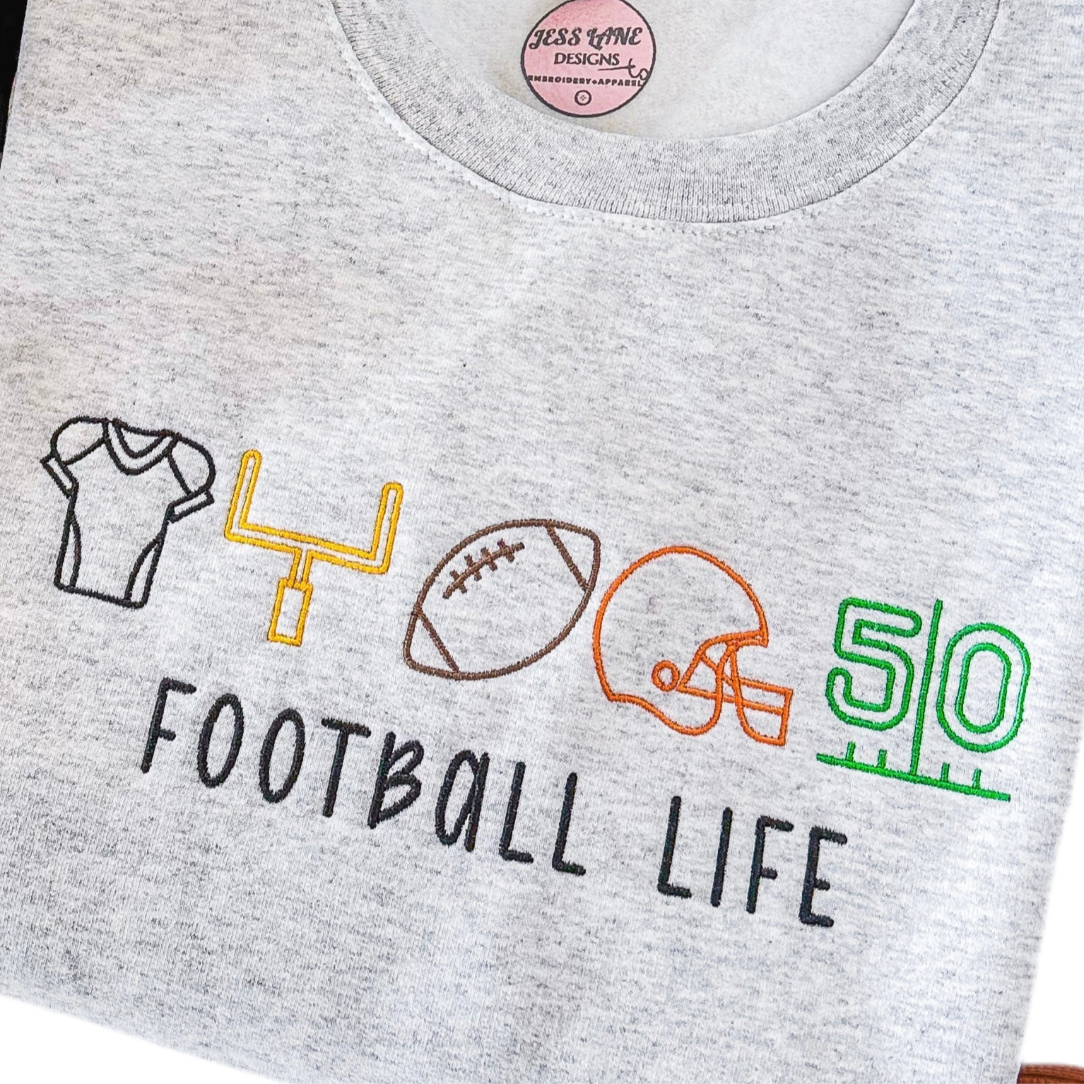 Football Life Embroidered Sweatshirt