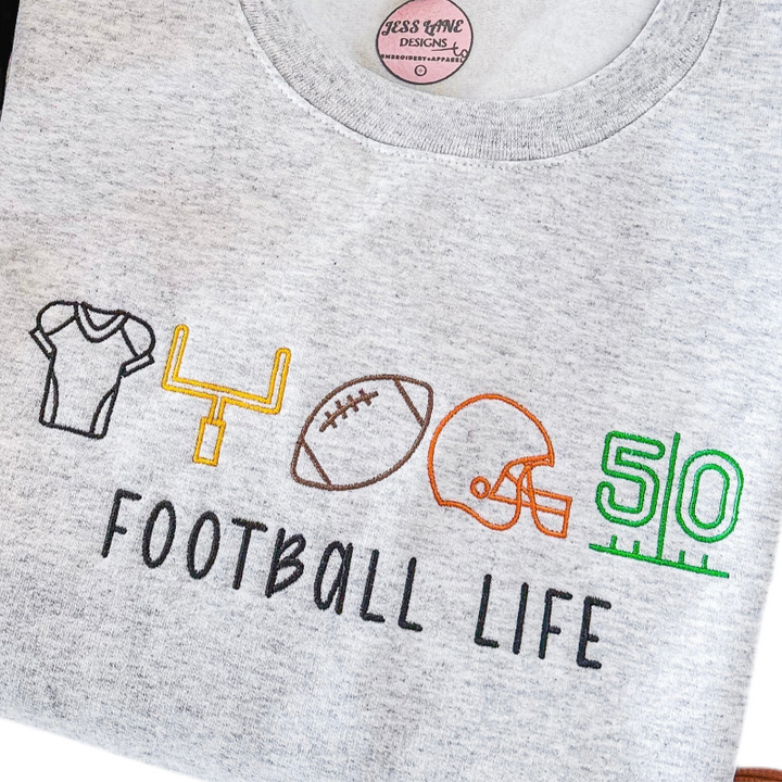 Football Life Embroidered Sweatshirt 