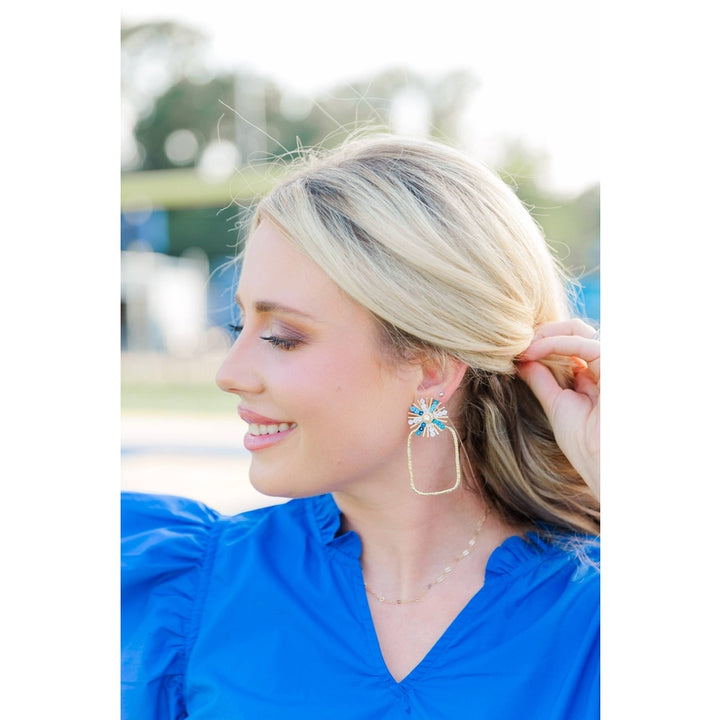 Gameday Sequin Sunburst Hoops: Orange/White / Rectangle 