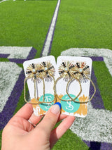 Gameday Sequin Sunburst Hoops: Black/Gold / Rectangle