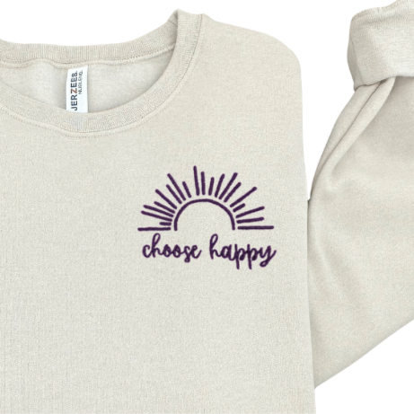 Choose Happy Embroidered Sweatshirt 