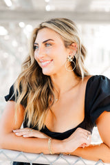 Gameday Sequin Sunburst Hoops: Black/Gold / Rectangle