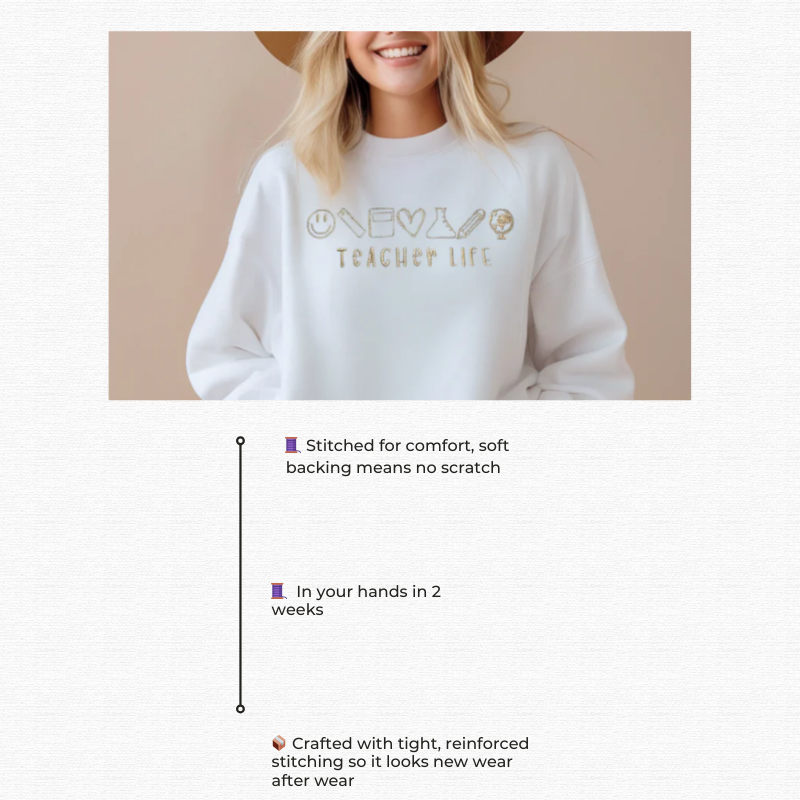 Teacher Life Embroidered Sweatshirt