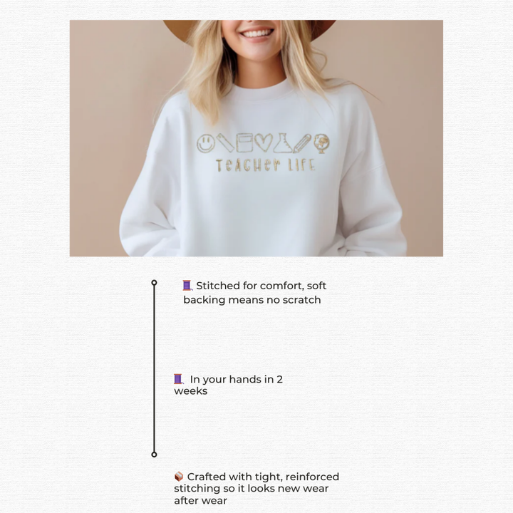 Teacher Life Embroidered Sweatshirt