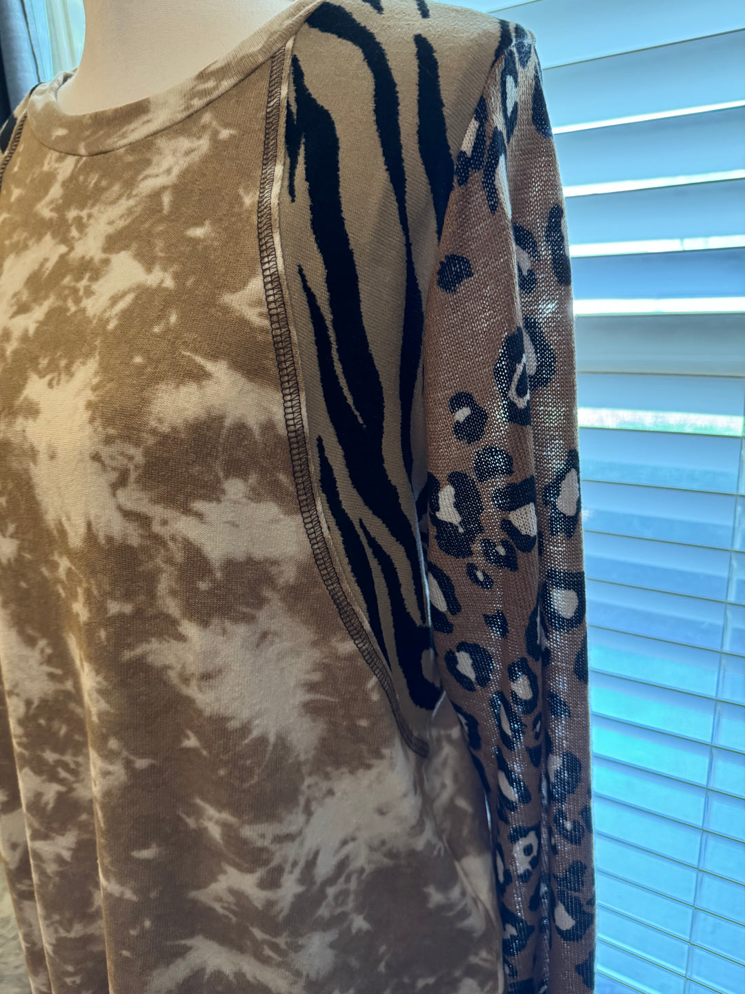 Raglan Long Sleeve Top with Contrasting Sleeves