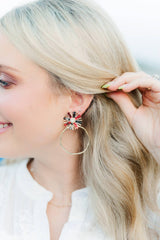 Gameday Sequin Sunburst Hoops: Black/Gold / Rectangle