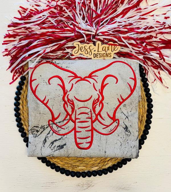 Crimson Elephant Embroidered Comfort Colors Tee!
