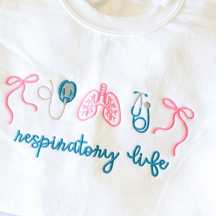 Respiratory Life Icons Embroidered Shirt 
