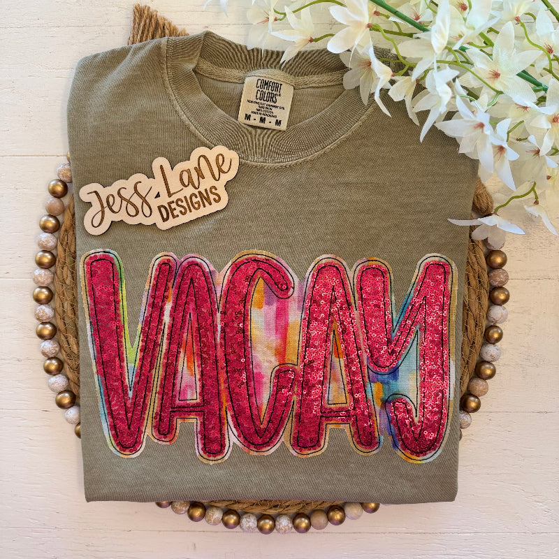 Vacay with sequins embroidered tshirt 