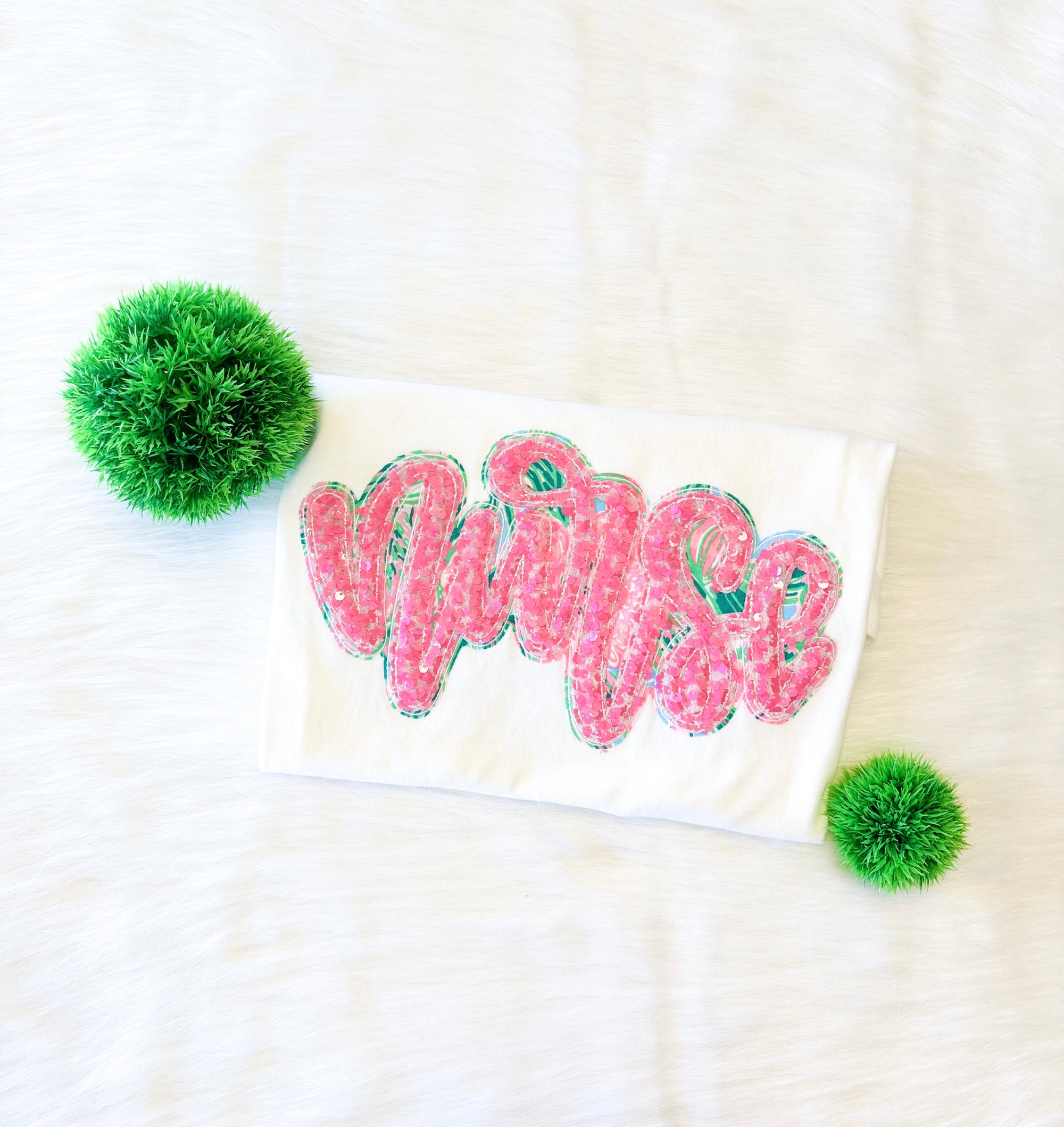 Ready to Ship – Nurse Embroidered Sequin Shirt (Medium, White Comfort Colors Tee)