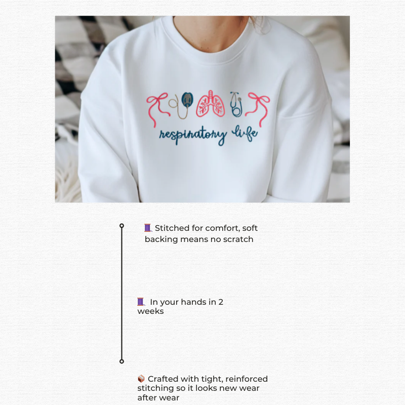 Respiratory Life Icons Embroidered Shirt 