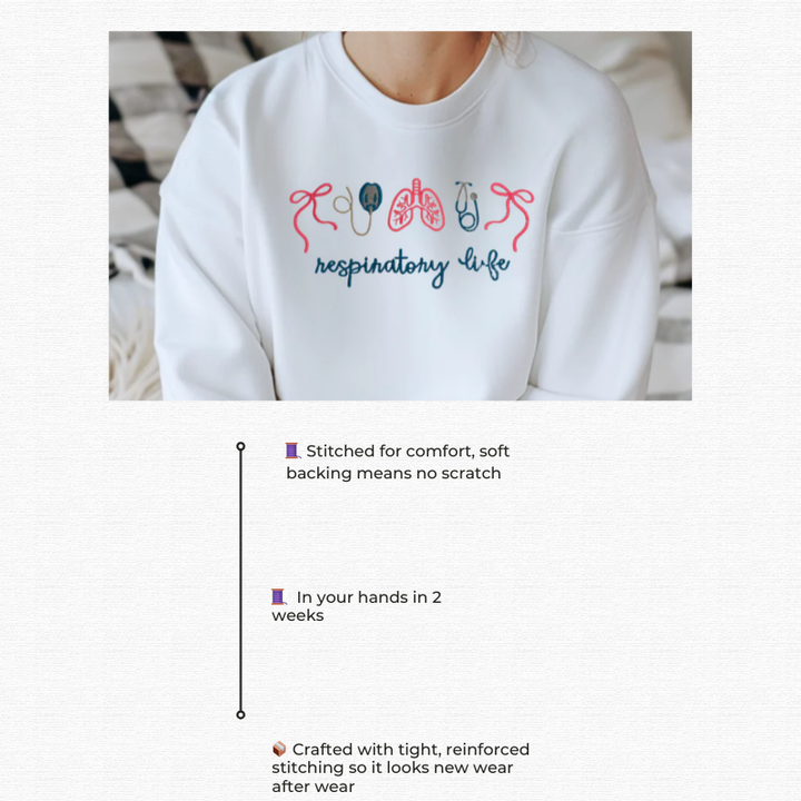 Respiratory Life Icons Embroidered Shirt 