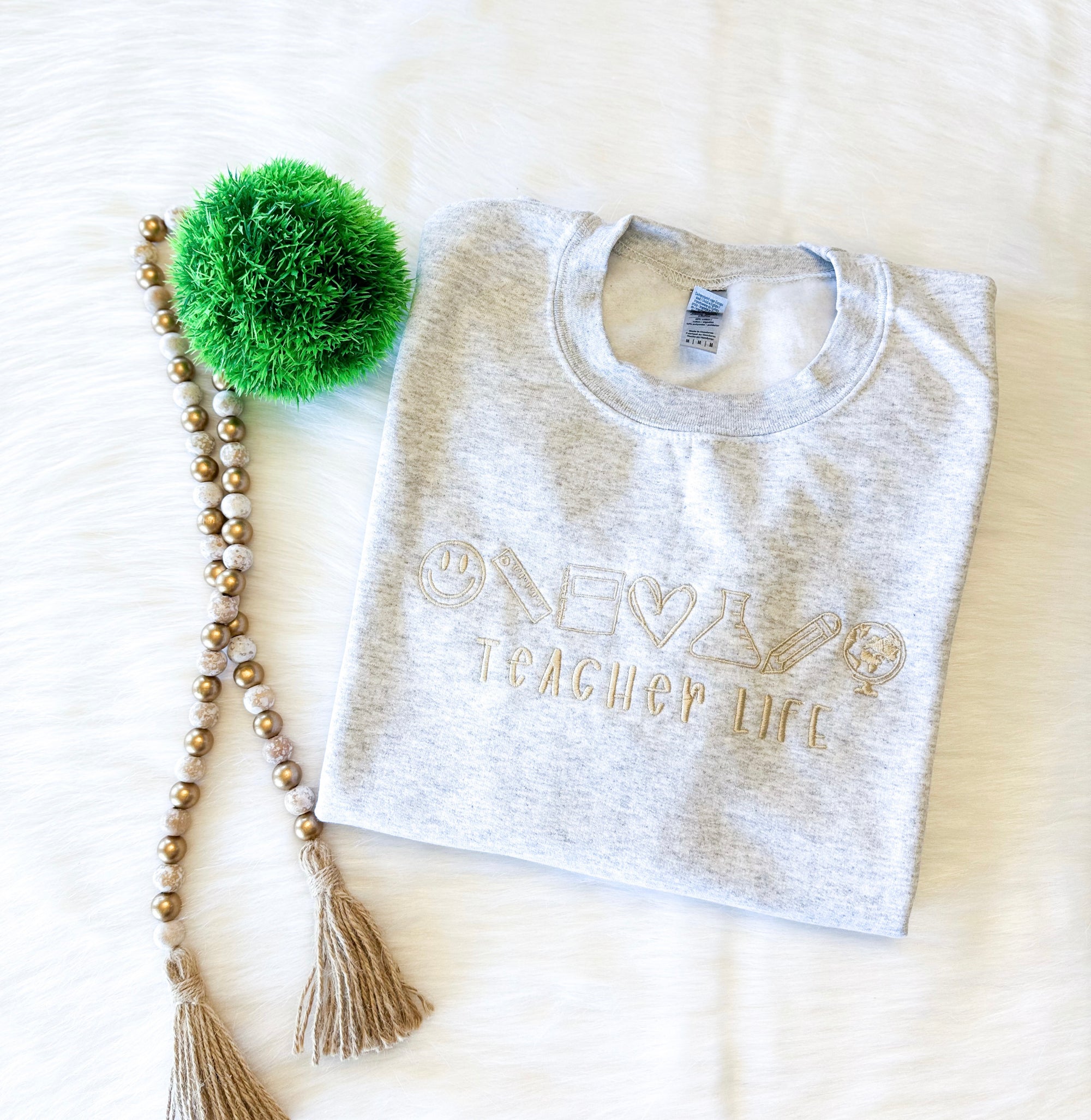 Teacher Life Embroidered Sweatshirt – Cute Comfort Colors Crewneck for Teachers