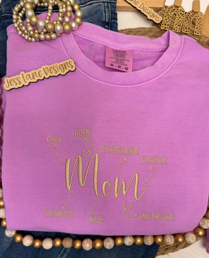 Mom Life Embroidered Sweatshirt!