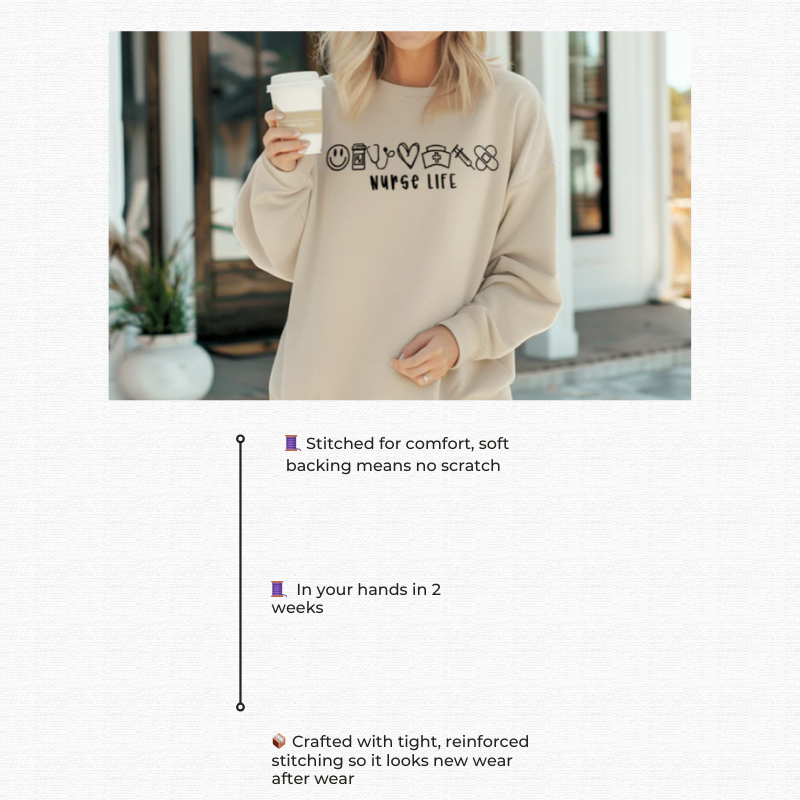 Nurse Life Embroidered Sweatshirt