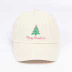 ‘Merry Christmas’ Bow Tree Embroidered Baseball Cap