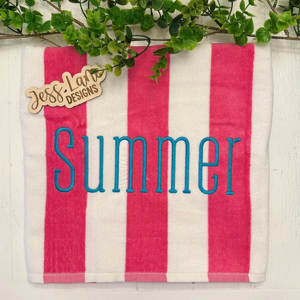 Custom Embroidered Beach Towel – Personalized Summer Pool + Vacation Towel