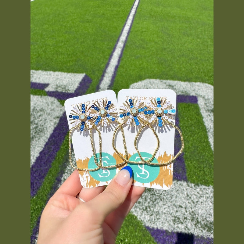 Gameday Sequin Sunburst Hoops: Purple/Gold / Rectangle