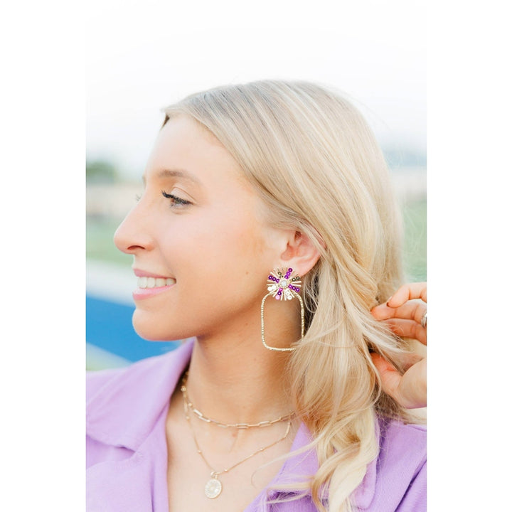 Gameday Sequin Sunburst Hoops: Purple/Gold / Rectangle 