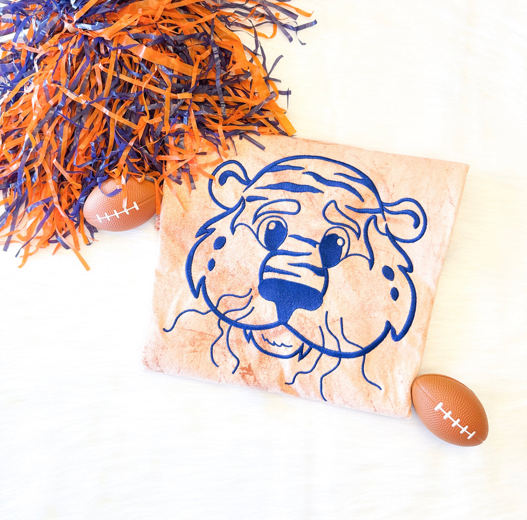 Ready to Ship – Tiger Mascot Embroidered Shirt (Large, Umber Color Blast Tee) 